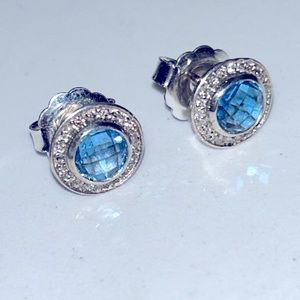 David Yurman diamond blue topaz sterling silver earrings